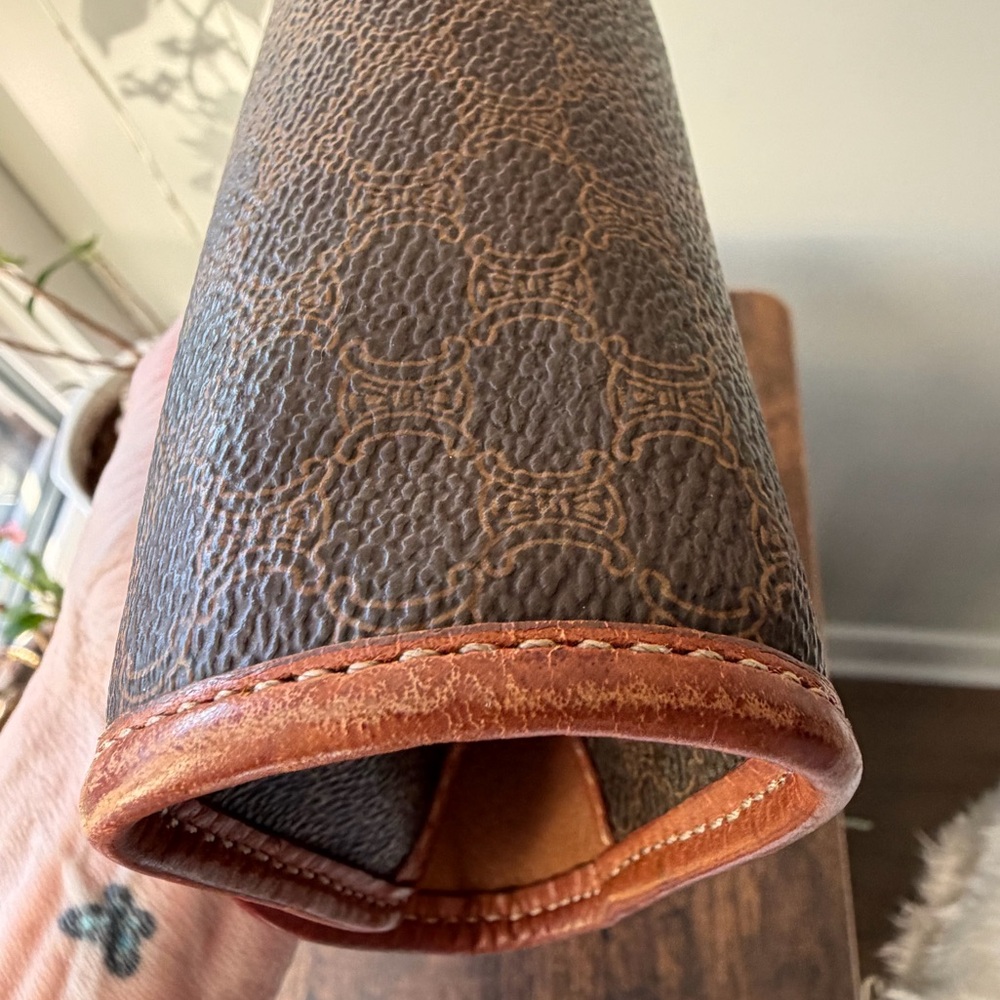 Celine Macadam Clutch Pouch Brown Canvas Leather Trim - Picture 9 of 12